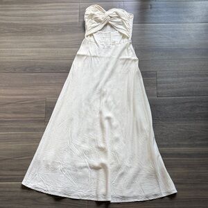 Petal + Pup Strapless Twist Bust Midi Dress Ivory Cream US 0 AU 4